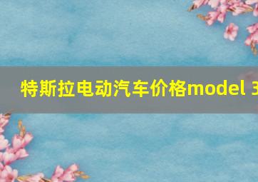 特斯拉电动汽车价格model 3